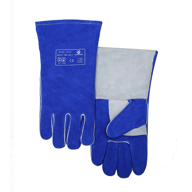 Gants de soudage robustes bleus et gris