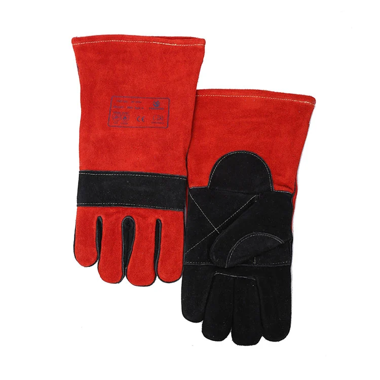 Gants de soudage robustes en bâton rouge et noir